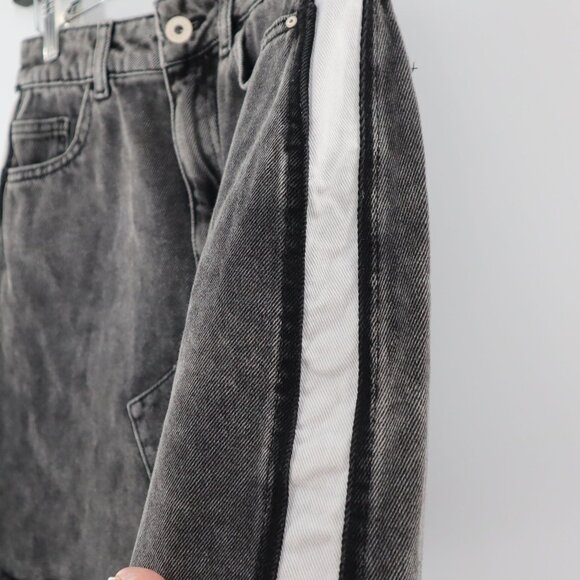 Zara Basic Denim Mini Skirt Womens S Black Trendy Moto Alt Grunge Streetwear Y2K - Picture 6 of 8